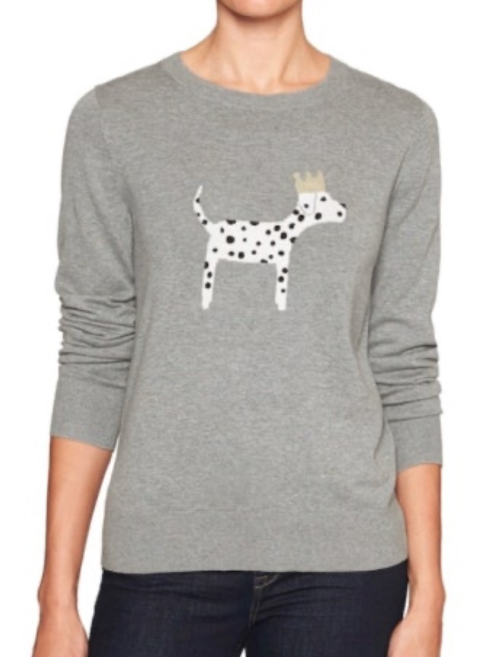 Banana Republic Women's Gray Dalmatian Graphic Sweater